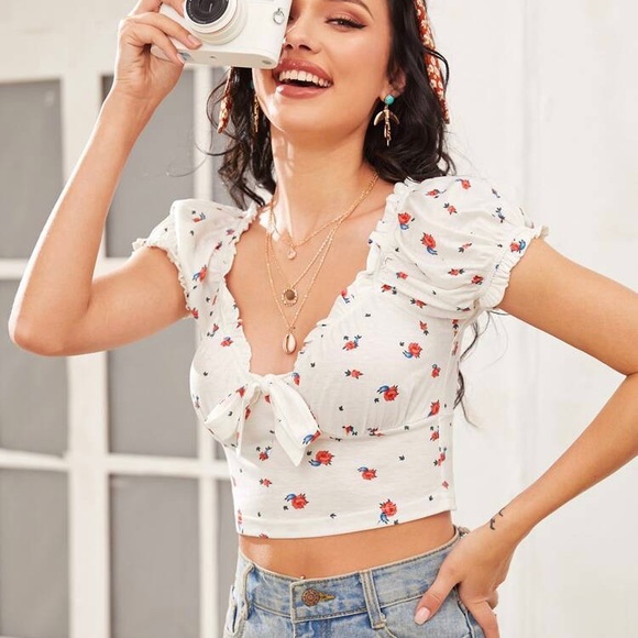 SHEIN Tops - Shein floral crop top